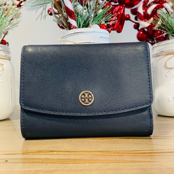 Tory Burch Dark Navy Blue and Red Women's Wallet - Picture 5 of 16